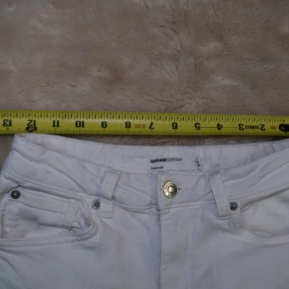 Garage White Flare Bell Bottom Jeans Women’s 3/26 Raw Hem Boho - Picture 8 of 10